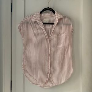 American Eagle pink striped soft button down shirt